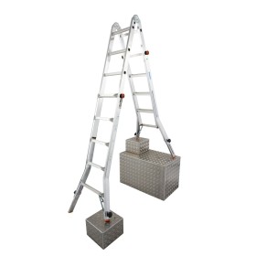 TeleVario Sprossen-Gelenk-Teleskopleiter mit 4 Holmverlängerungen 4 x 5 Sprossen TeleVario Sprossen-Gelenk-Teleskopleiter mit 4 Holmverlängerungen 4 x 5 Sprossen
