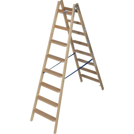 Holz Stufen/Sprossen Doppelleiter 2x8 Stufen