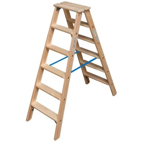 STABILO Stufen-DoppelLeiter Holz, 2x6 Stufen STABILO Stufen-DoppelLeiter Holz, 2x6 Stufen