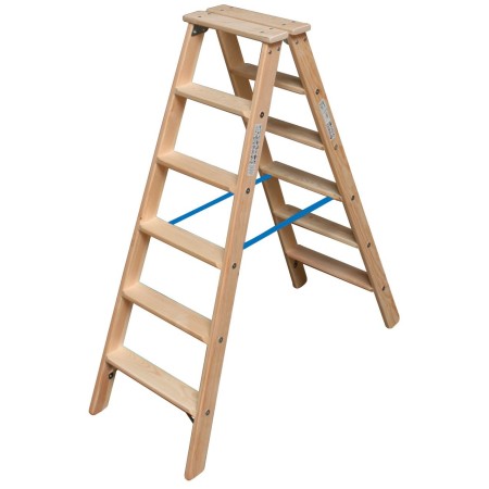 STABILO Stufen-DoppelLeiter Holz, 2x6 Stufen