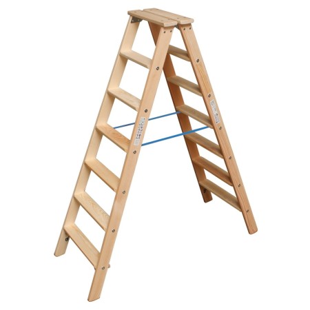 STABILO Stufen-DoppelLeiter Holz, 2x7 Stufen