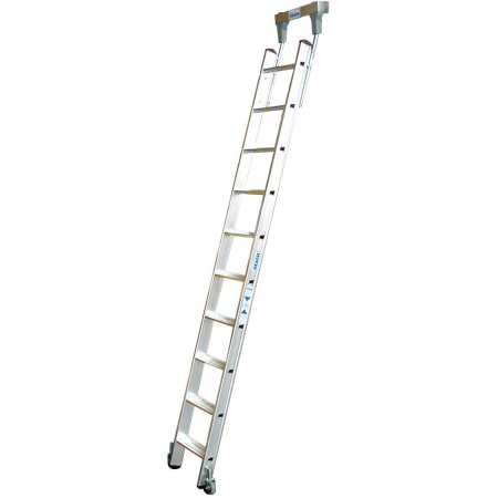 Stufen-RegalLeiter für Rundrohr-Schienenanlage, 10 Stufen