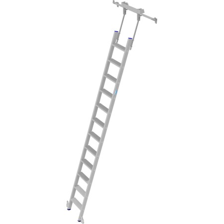 Stufen-RegalLeiter für Rundrohr-Schienenanlage, 12 Stufen