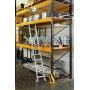 Stufen-RegalLeiter für Doppelregal mit Rundrohr-Schienenanlage, 7 Stufen