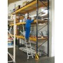 Stufen-RegalLeiter für Doppelregal mit Rundrohr-Schienenanlage, 10 Stufen