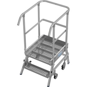 Stabilo Podestleiter fahrbar, einseitig begehbar,  Profilrost mit R13-Stufen, 2 Stufen Stabilo Podestleiter fahrbar, einseitig begehbar,  Profilrost mit R13-Stufen, 2 Stufen