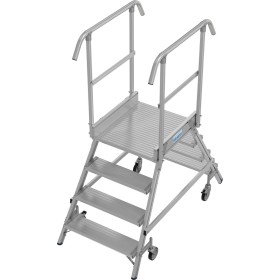Stabilo Podestleiter fahrbar, beidseitig begehbar, 2 x 4 Stufen inklusive Plattform Stabilo Podestleiter fahrbar, beidseitig begehbar, 2 x 4 Stufen inklusive Plattform