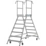 Stabilo Podestleiter fahrbar, beidseitig begehbar, 2 x 7 Sprossen inklusive Plattform