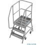 Stabilo Podestleiter fahrbar, einseitig begehbar,  Profilrost mit R13-Stufen, 3 Stufen