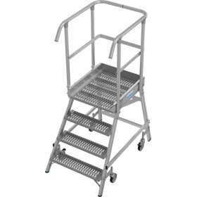 Stabilo Podestleiter fahrbar, einseitig begehbar,  Profilrost mit R13-Stufen, 4 Stufen Stabilo Podestleiter fahrbar, einseitig begehbar,  Profilrost mit R13-Stufen, 4 Stufen