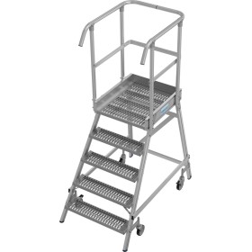 Stabilo Podestleiter fahrbar, einseitig begehbar,  Profilrost mit R13-Stufen, 5 Stufen Stabilo Podestleiter fahrbar, einseitig begehbar,  Profilrost mit R13-Stufen, 5 Stufen
