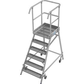 Stabilo Podestleiter fahrbar, einseitig begehbar,  Profilrost mit R13-Stufen, 6 Stufen Stabilo Podestleiter fahrbar, einseitig begehbar,  Profilrost mit R13-Stufen, 6 Stufen