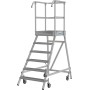 Stabilo Podestleiter fahrbar, einseitig begehbar,  Profilrost mit R13-Stufen, 6 Stufen