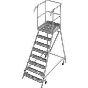 Stabilo Podestleiter fahrbar, einseitig begehbar,  Profilrost mit R13-Stufen, 8 Stufen Stabilo Podestleiter fahrbar, einseitig begehbar,  Profilrost mit R13-Stufen, 8 Stufen