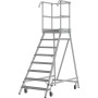 Stabilo Podestleiter fahrbar, einseitig begehbar,  Profilrost mit R13-Stufen, 8 Stufen