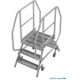 Stabilo Podestleiter fahrbar, beidseitig begehbar,  Profilrost mit R13-Stufen, 2 x 3 Stufen