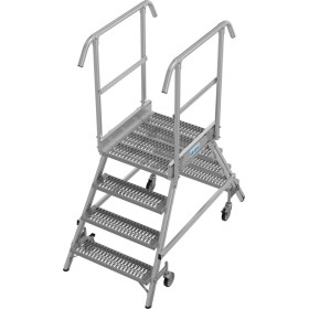 Stabilo Podestleiter fahrbar, beidseitig begehbar,  Profilrost mit R13-Stufen, 2 x 4 Stufen Stabilo Podestleiter fahrbar, beidseitig begehbar,  Profilrost mit R13-Stufen, 2 x 4 Stufen
