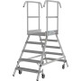 Stabilo Podestleiter fahrbar, beidseitig begehbar,  Profilrost mit R13-Stufen, 2 x 5 Stufen