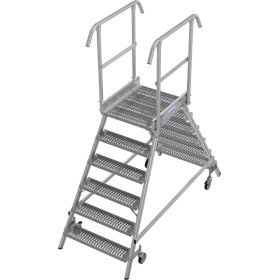 Stabilo Podestleiter fahrbar, beidseitig begehbar,  Profilrost mit R13-Stufen, 2 x 6 Stufen Stabilo Podestleiter fahrbar, beidseitig begehbar,  Profilrost mit R13-Stufen, 2 x 6 Stufen