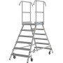 Stabilo Podestleiter fahrbar, beidseitig begehbar,  Profilrost mit R13-Stufen, 2 x 6 Stufen