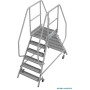 Stabilo Podestleiter fahrbar, beidseitig begehbar,  Profilrost mit R13-Stufen, 2 x 6 Stufen