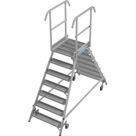 Stabilo Podestleiter fahrbar, beidseitig begehbar,  Profilrost mit R13-Stufen, 2 x 7 Stufen Stabilo Podestleiter fahrbar, beidseitig begehbar,  Profilrost mit R13-Stufen, 2 x 7 Stufen
