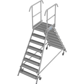 Stabilo Podestleiter fahrbar, beidseitig begehbar,  Profilrost mit R13-Stufen, 2 x 8 Stufen Stabilo Podestleiter fahrbar, beidseitig begehbar,  Profilrost mit R13-Stufen, 2 x 8 Stufen