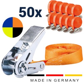 50x stk. Umreifungsgurt 25 mm mit Druckratsche – 6 m – 800 daN in 5 Farben 50x stk. Umreifungsgurt 25 mm mit Druckratsche – 6 m – 800 daN in 5 Farben