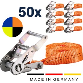 50x stk. Umreifungsgurt 35 mm mit Druckratsche – 6 m – 2000 daN in 5 Farben 50x stk. Umreifungsgurt 35 mm mit Druckratsche – 6 m – 2000 daN in 5 Farben