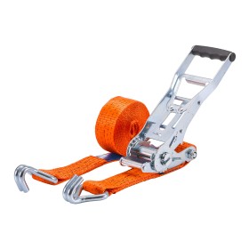 Zurrgurt 5000kg 2-teilig 50mm – 8 m mit Langarm-Zugratsche und Doppelspitzhaken – 2500daN Orange Zurrgurt 5000kg 2-teilig 50mm – 8 m mit Langarm-Zugratsche und Doppelspitzhaken – 2500daN Orange