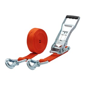 Zurrgurt 4000kg 2-teilig 50mm – 8 m mit Langarm-Zugratsche und Sicherungszurrhaken – 2000daN Orange Zurrgurt 4000kg 2-teilig 50mm – 8 m mit Langarm-Zugratsche und Sicherungszurrhaken – 2000daN Orange
