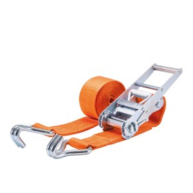 Zurrgurt 10'000kg 2-teilig 75mm – 8 m mit Druckratsche und Doppelspitzhaken – 5000daN Orange Zurrgurt 10'000kg 2-teilig 75mm – 8 m mit Druckratsche und Doppelspitzhaken – 5000daN Orange