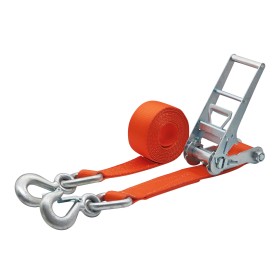 Zurrgurt 10'000kg 2-teilig 75mm – 10 m mit Langarm-Druckratsche und Sicherungszurrhaken – 2500daN Orange Zurrgurt 10'000kg 2-teilig 75mm – 10 m mit Langarm-Druckratsche und Sicherungszurrhaken – 2500daN Orange