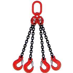 Kettengehänge 4-Strang – 4250 kg – Nenndicke 8mm – Güteklasse 8 – mit Gabelkopfhaken & Schmiedefalle Kettengehänge 4-Strang – 4250 kg – Nenndicke 8mm – Güteklasse 8 – mit Gabelkopfhaken & Schmiedefalle