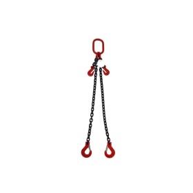 Kettengehänge 2-Strang mit Kettenkürzer – 4250 kg – Nenndicke 10mm – Güteklasse 8 – mit Gabelkopfhaken & Schmiedefalle Kettengehänge 2-Strang mit Kettenkürzer – 4250 kg – Nenndicke 10mm – Güteklasse 8 – mit Gabelkopfhaken & Schmiedefalle
