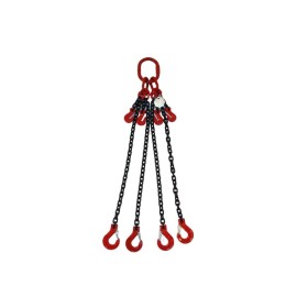 Kettengehänge 4-Strang mit Kettenkürzer – 4250 kg – Nenndicke 8mm – Güteklasse 8 – mit Gabelkopfhaken & Schmiedefalle Kettengehänge 4-Strang mit Kettenkürzer – 4250 kg – Nenndicke 8mm – Güteklasse 8 – mit Gabelkopfhaken & Schmiedefalle