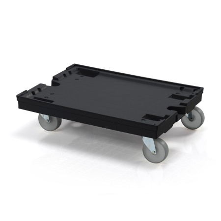 Transportroller 80 x 60 cm schwarz 4 lenkbare PP-Rollen