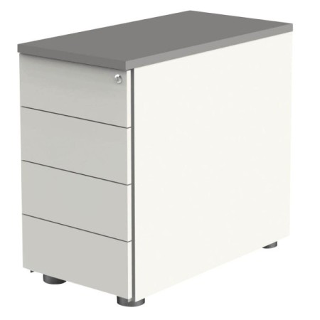 Standcontainer Move 4191 Holz weiss (Abdeckplatte graphit), 4 normale Schubladen, abschliessbar