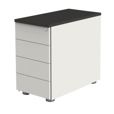 Standcontainer Move 4192 Holz weiss (Abdeckplatte anthrazit), 4 normale Schubladen, abschliessbar