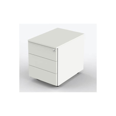 Rollcontainer Milano 4647 Holz weiss, 3 normale Schubladen, abschliessbar