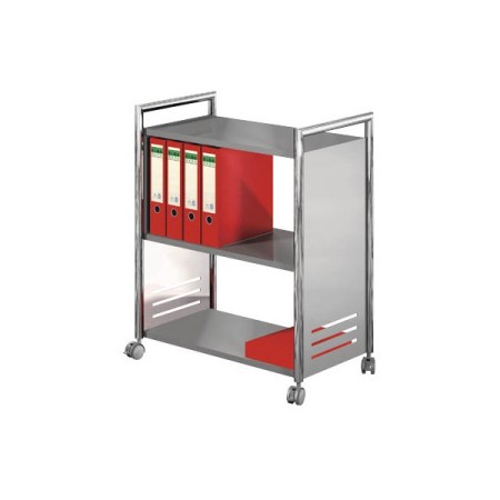 Bürowagen für Ordner alusilber/chrom 70 x 40 x 84cm