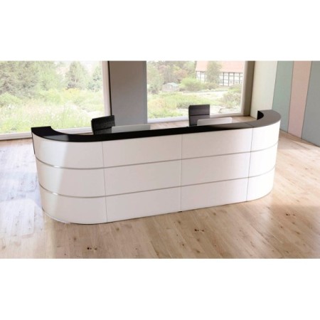 Empfangstheke Cento 7 für 2 Personen, weiss, anthrazit 360,0 x 80,0 x 110,0 cm