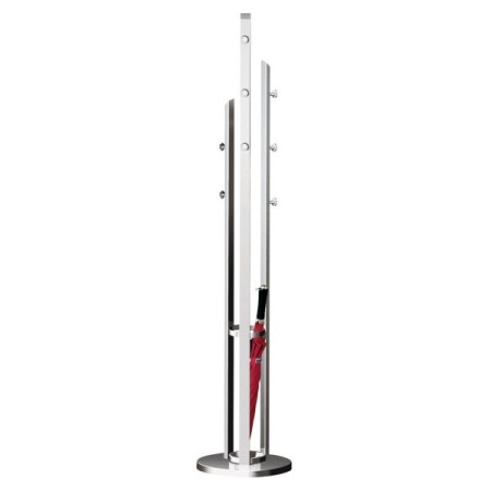 Garderobenständer Solitaire 6069, mit 8 Haken, mit Schirmständer, Metall, silber