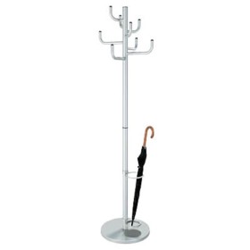 Garderobenständer Sierra 6099, mit 8 Haken, mit Schirmständer, mit Hutablage, Metall, silber