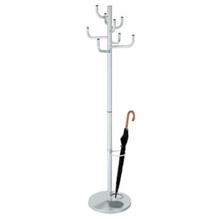 Garderobenständer Sierra 6099, mit 8 Haken, mit Schirmständer, mit Hutablage, Metall, silber