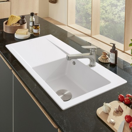 Villeroy & Boch Subway Style 50 Einbauspüle, Ablaufgarnitur mit Handbetätigung, Becken rechts