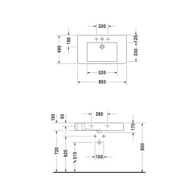 Duravit Vero Möbelwaschtisch 85 cm mit 1 Hahnloch