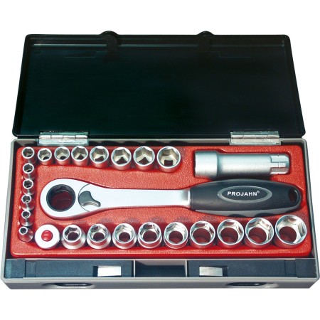 PROJAHN Durchschraubknarren-Koffer metrisch 6-kant 6,3 / 1/4" + 10 / 3/8" 25-tlg.