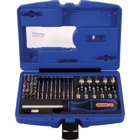 PROJAHN COLOR Bit-Box Universal mit 6,3 / 1/4" 25 mm + 38 mm + 75 mm 60-tlg. Ratschenschraubendreher