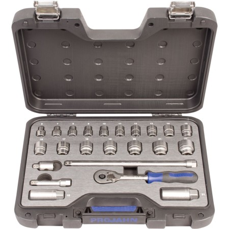 PROJAHN Industrie-Steckschlüsselkoffer metrisch 6-kant 10 / 3/8" 23-tlg.